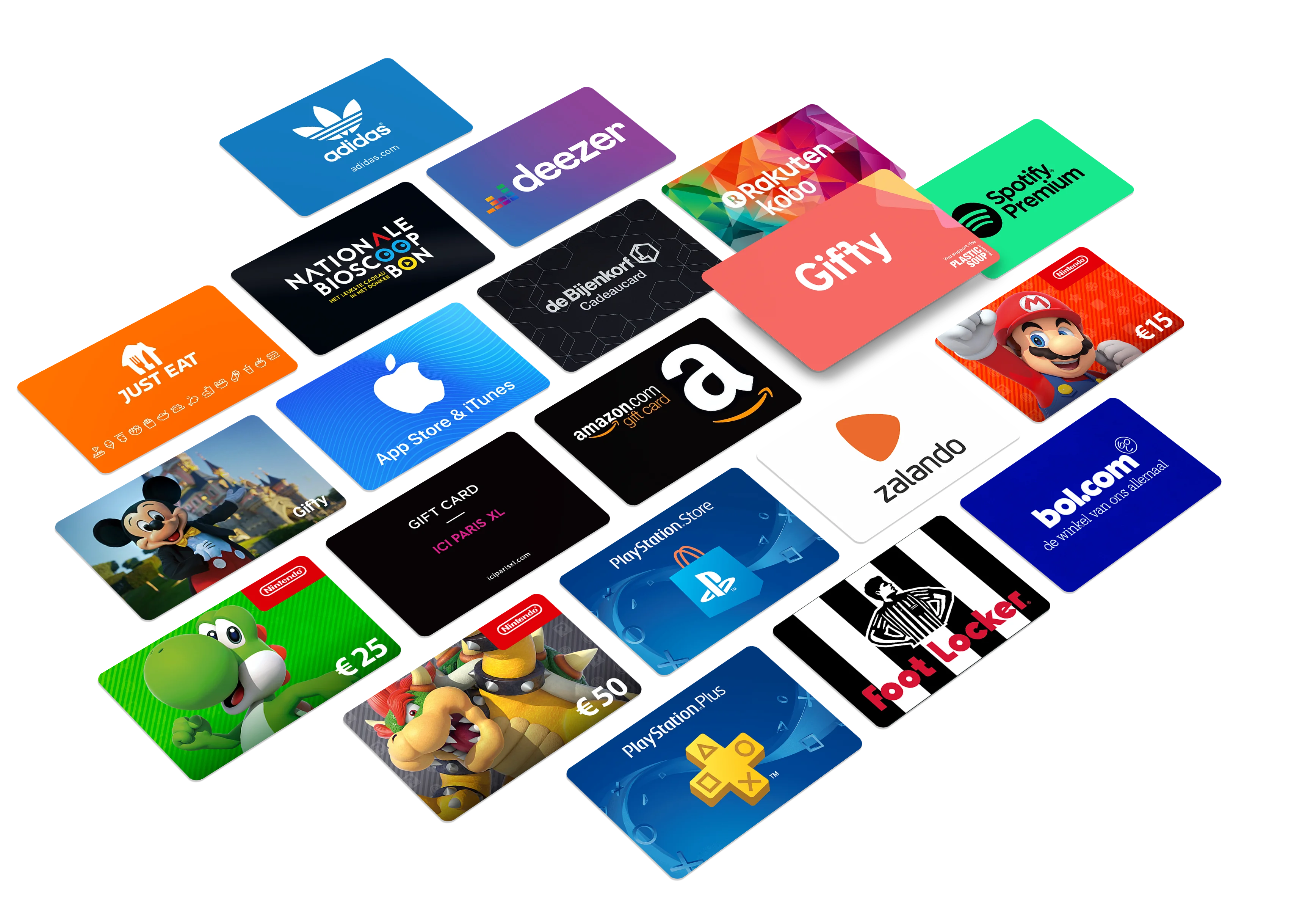 Gift card stack illustration